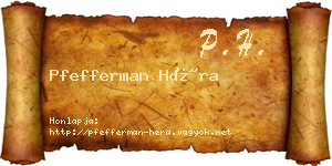 Pfefferman Héra névjegykártya